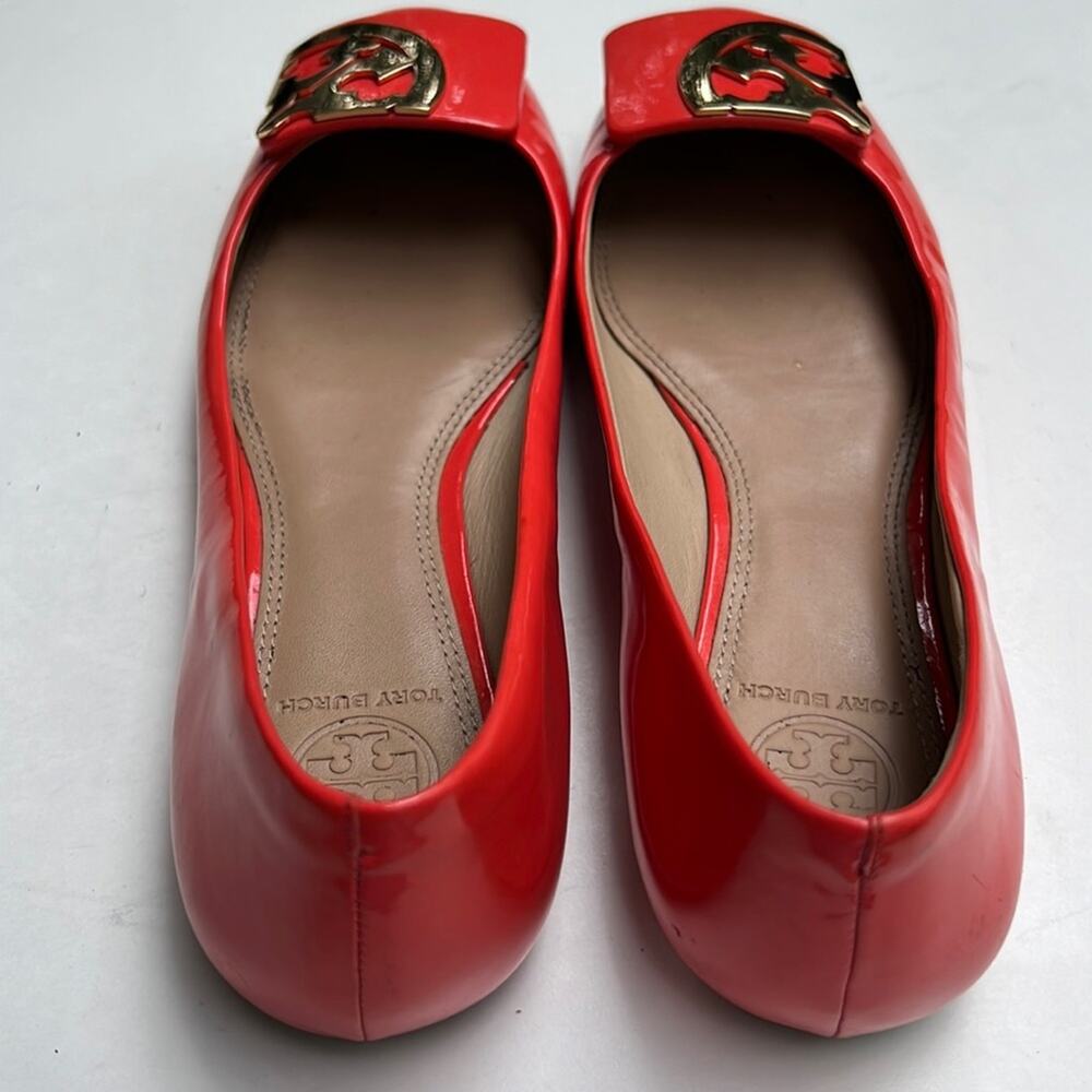 Tory Burch Orange Patent Leather Ballet Flats Size 7M - Picture 5 of 16
